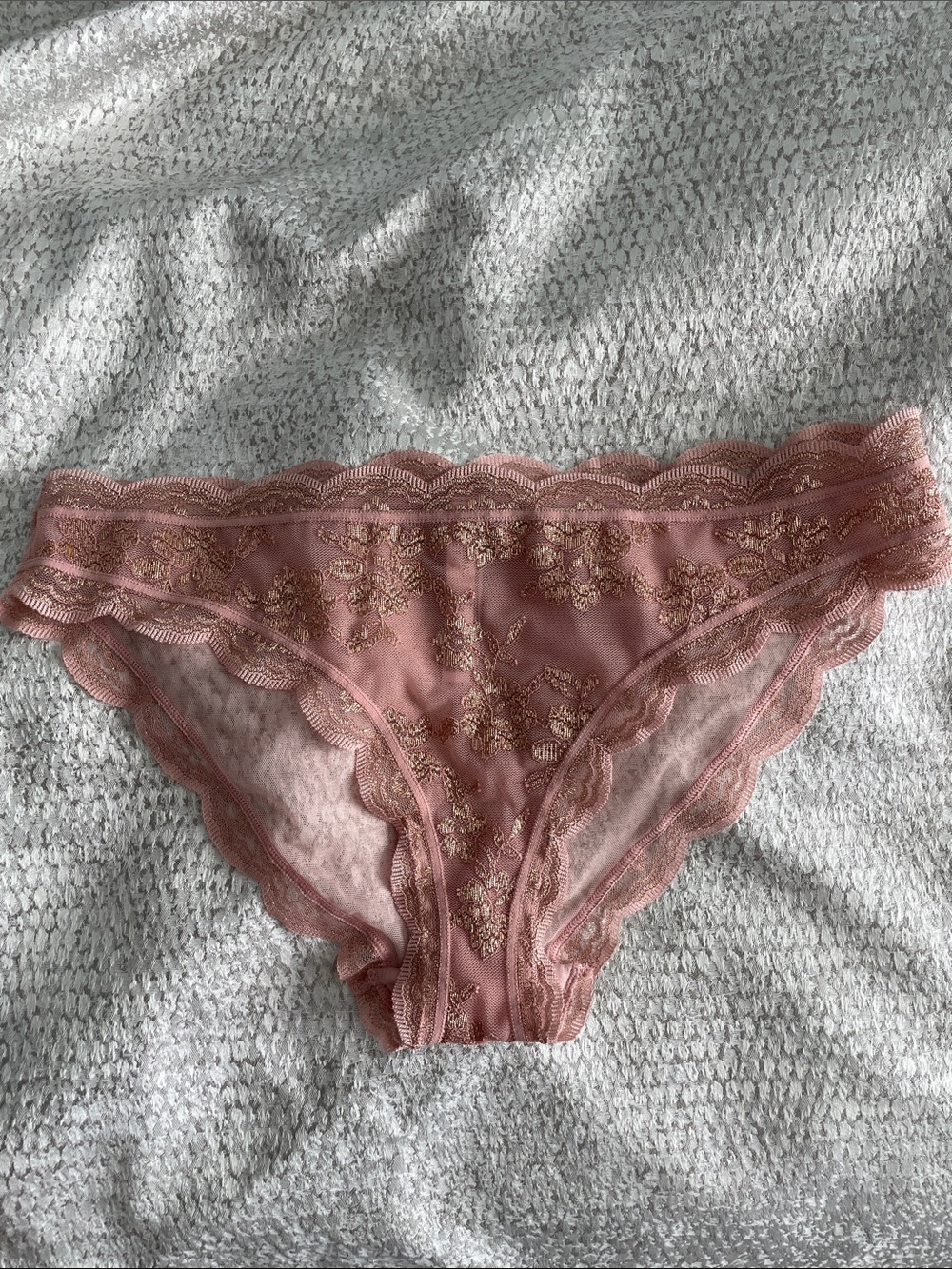 Lace Embroidered Bikini Briefs - Dusty Rose